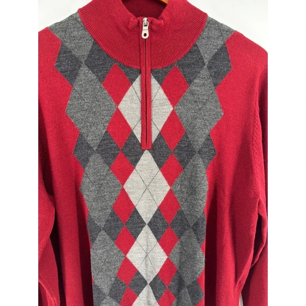 NEW Apt 9 Men's Argyle Merino Blend Sweater Big & Tall XL 1/4 Zip Mockneck
